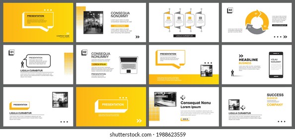 Presentation and slide layout template. Yellow geometric modern design background. Use for business annual report, flyer, marketing, leaflet, advertising, brochure, modern style.