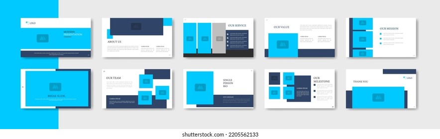 Presentation slide minimalist modern design template with white and blue color