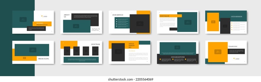 Presentation slide minimalist modern design template with green and yellow color background