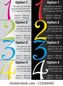 Presentation slide template editable at your choosing with your words. Numbered background 1, 2, 3, 4 one two three four. Business background. Slide concept. Vector illustration.