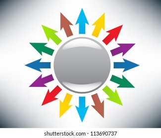Presentation slide template editable at your choosing with your words. Directions and arrows. Slide concept. Vector illustration.