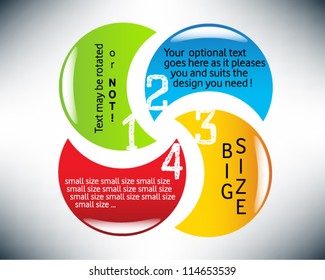 Presentation slide template editable at your choosing with your words. Numbered background 1, 2, 3, 4 one two three four. Business background. Slide concept. Vector illustration