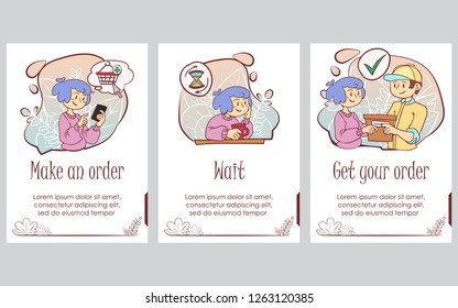 Presentation slide template. Hand drawn cute doodle Shopping concept illustration. Vector Illustration - Vector