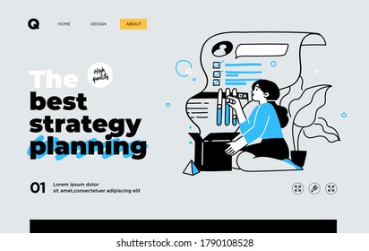 Presentation slide template or landing page website design. Business concept illustrations. Modern flat style. Vector