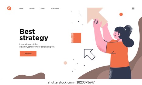 Presentation slide template or landing page website design. Business concept illustrations. Modern flat outline style. Work organization concept