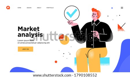 Presentation slide template or landing page website design. Business concept illustrations. Modern flat outline style. Software development tools