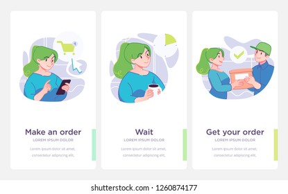 Presentation slide template. Shopping concept illustration. Vector Illustration