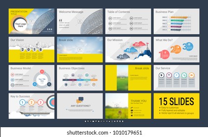 Presentation slide template for your company with infographic elements, design cover all styles and creative used to provide your audience with a quick overview of your business plan idea to investor.