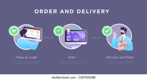 Presentation slide templatefor. Shopping concept illustration. Vector Illustration