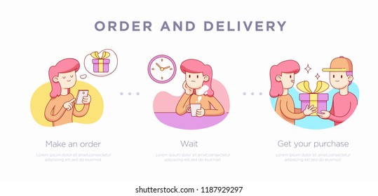 Presentation slide templatefor. Shopping concept illustration. Vector Illustration