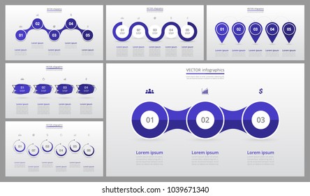 Presentation slide templates and business vector brochures. Set of modern infographic vector elements for web, print, magazine, flyer, brochure, media, marketing and advertising concepts.