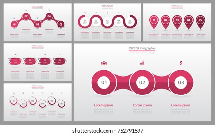 Presentation slide templates and business vector brochures. Set of modern infographic vector elements for web, print, magazine, flyer, brochure, media, marketing and advertising concepts.