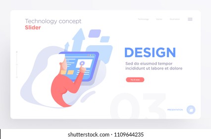 Presentation slide templates or hero banner images for websites, or apps. ommunication technology concepts. Modern flat style. Vector illustration