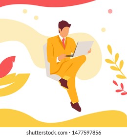 Presentation slide templates or hero banner images for websites, or apps. Business concept illustrations. Modern flat style. Vector