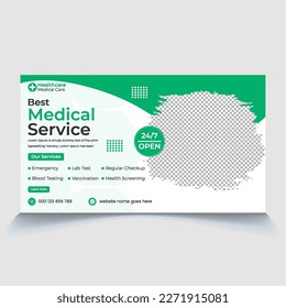 Presentation slide templates or hero banners for websites, web page cover banners, and video thumbnails for Medical healthcare services