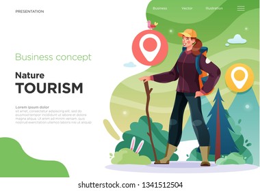 Presentation slide templates or landing pages for websites, or apps. Business concept illustrations. Modern flat style. Vector