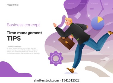 Presentation slide templates or landing pages for websites, or apps. Business concept illustrations. Modern flat style. Vector