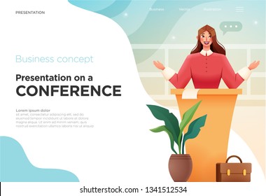Presentation slide templates or landing pages for websites, or apps. Business concept illustrations. Modern flat style. Vector