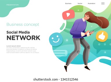 Presentation slide templates or landing pages for websites, or apps. Business concept illustrations. Modern flat style. Vector