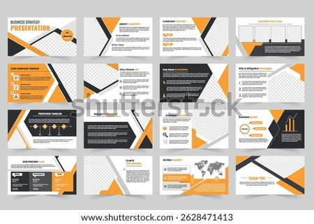 Presentation slides Modern brochure cover design, Creative project strategy layout showcases design and service  presentation 