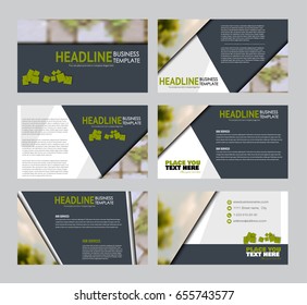 Presentation slides template. Business or education report pages. Vector illustration. Flyer or brochure, web design advertisement. Green color