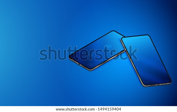 Presentation Smartphones Lying Together On Flat Stock Vector Royalty Free