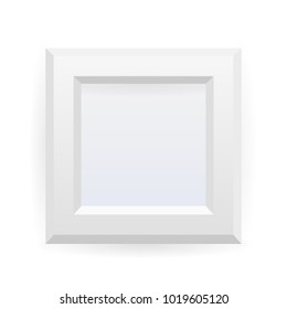 Presentation square picture frame design with shadow on transparent background. 3D Board Banner Stand on isolated clean blank table Vector illustration EPS 10 for photo, image, text promotional