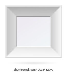 Presentation square picture frame design with shadow on transparent background. 3D Board Banner Stand on isolated clean blank table Vector illustration EPS 10 for photo, image, text promotional