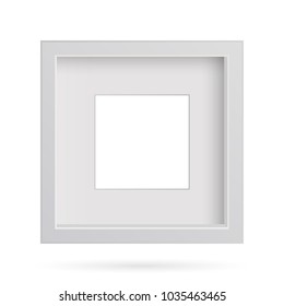 Presentation square picture frame design with shadow on transparent background. 3D Board Banner Stand on isolated clean blank table Vector illustration EPS 10 for photo, image, text promotional