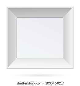 Presentation square picture frame design with shadow on transparent background. 3D Board Banner Stand on isolated clean blank table Vector illustration EPS 10 for photo, image, text promotional