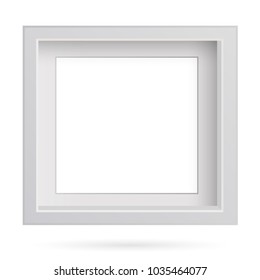 Presentation square picture frame design with shadow on transparent background. 3D Board Banner Stand on isolated clean blank table Vector illustration EPS 10 for photo, image, text promotional