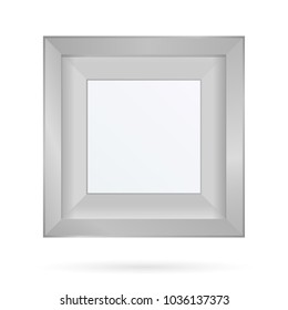 Presentation square picture frame design with shadow on transparent white background. 3D Board Banner Stand on isolated clean blank table Vector illustration EPS 10 for photo, image, text promotional