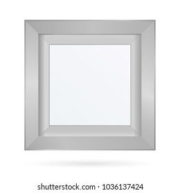 Presentation square picture frame design with shadow on transparent white background. 3D Board Banner Stand on isolated clean blank table Vector illustration EPS 10 for photo, image, text promotional