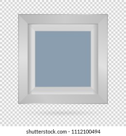 Presentation square picture frame design with shadow on transparent background. 3D Board Banner Stand on isolated clean blank table Vector illustration EPS 10 for photo, image, text promotional