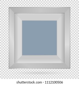 Presentation square picture frame design with shadow on transparent background. 3D Board Banner Stand on isolated clean blank table Vector illustration EPS 10 for photo, image, text promotional