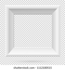Presentation square picture frame design with shadow on transparent background. 3D Board Banner Stand on isolated clean blank table Vector illustration EPS 10 for photo, image, text promotional