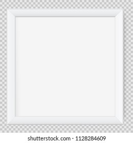 Präsentation quadratisches Bild Frame Design mit Schatten auf transparentem Hintergrund. 3D Board Banner Stand auf isoliertem sauberem leeren Tisch Vektorgrafik EPS 10 für Foto, Bild, Text Werbung