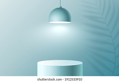 Presentation stage podium with lighting, Stage Podium Scene with for Award Ceremony on color Background. Vector illustration