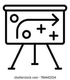 A presentation stand board, line icon design of strategy planning