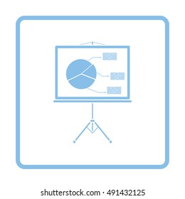 Presentation stand icon. Blue frame design. Vector illustration.
