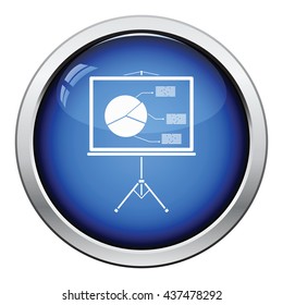 Presentation stand icon. Glossy button design. Vector illustration.