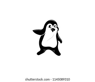 presentation stand penguin mascot logo vector