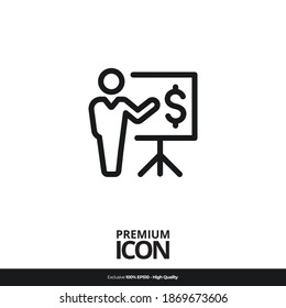 Präsentationssymbol Vector Linie Symbol Illustration mobile Anwendung. Einfaches, flaches modernes Design. Schwarze Farbe.