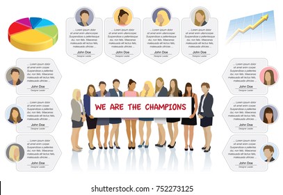Presentation of the team. Design speech diagrams for infographic and website. Creative testimonials template.
