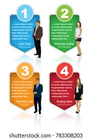 Presentation of the team. Design speech diagrams for infographic and website. Creative testimonials template.
