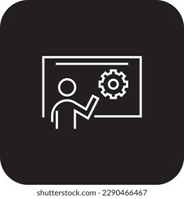 Presentation Teamwork and Management icon with black filled line style. seminar, conference, meeting, training, discussion, communication, speech. Vector illustration