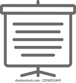 Präsentation Teamwork und Management Symbol mit schwarzer Umrisslinie. Seminar, Konferenz, Tagung, Schulung, Diskussion, Kommunikation, Vorstand. Vektorgrafik