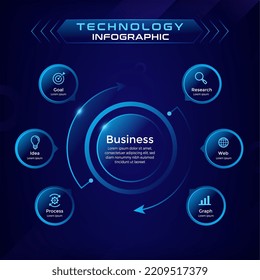 Presentation Technology Business  Infographic Circle  and arrows six  with options to present graph, chart, business concept-Vector illustration