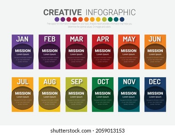 Presentation template for 12 months Can be used for Business concept with 12 options, steps or processes.
