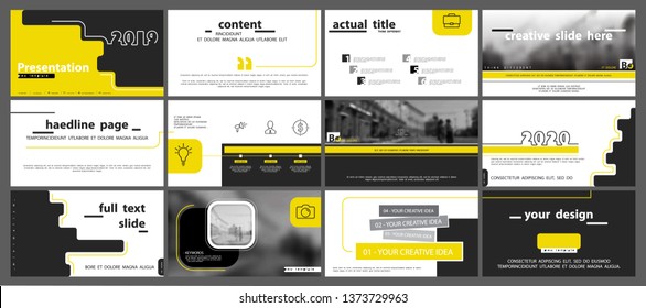 Presentation template. 2019. Slide with photo and text on a white background. Vector of infographic. Abstract, design. Use as a postcard, annual report, marketing, banner advertising, design services
